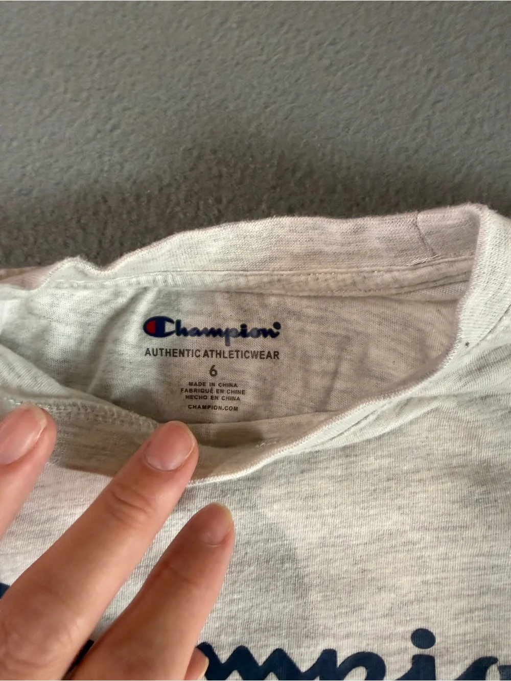 Champion Kids Beige Logo Long-Sleeve Tee